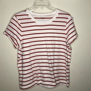 Madewell white and red stripped short sleeve tee